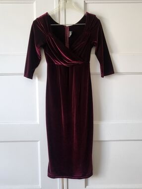 Rock Steady Velvet Pin Up Wiggle Dress M Burgundy Goth ModCloth Retro Rockabilly